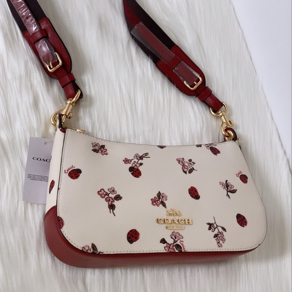 NWT💃Coach Jes Baguette Crossbody Bag With Ladybug Floral Print - Picture 8 of 12